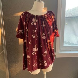 Burgundy floral cottagecore top